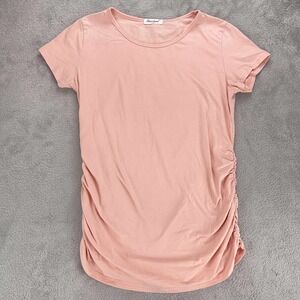 Bearisland Pink Ruched Bodycon Dress Casual Short Sleeve‎ T-Shirt Dress M